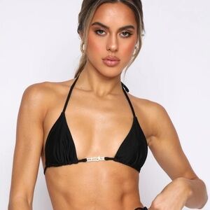 NWT WHITE FOX Boutique AU Swimwear Sunkissed Skin Bikini Top Shiny Black XL